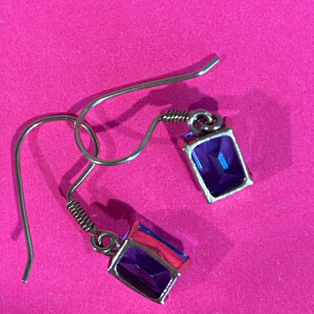 Elegant Blue Topaz 3 Earrings 2 Pendants and 1 Amethyst Pendant Gemstone Jewelry - Picture 14 of 14